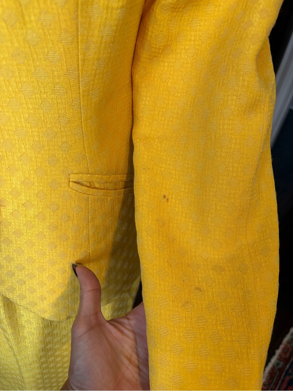 Vintage Dior Women's Yellow Tailored Jacket and Skirt Set - Picture 3 of 13